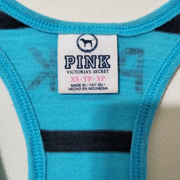 Pink blue and black striped tank XS - Picture 4 of 5
